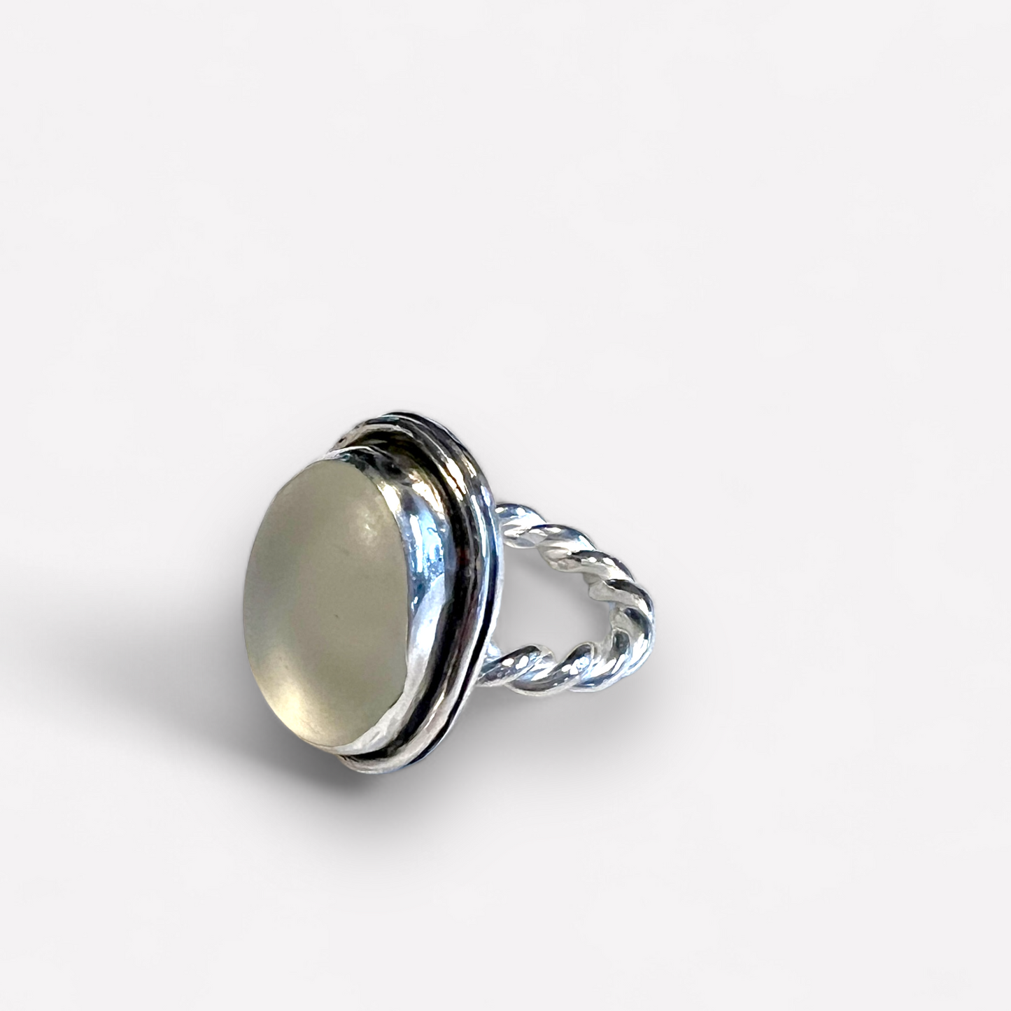 Silverring med strandglas Manet